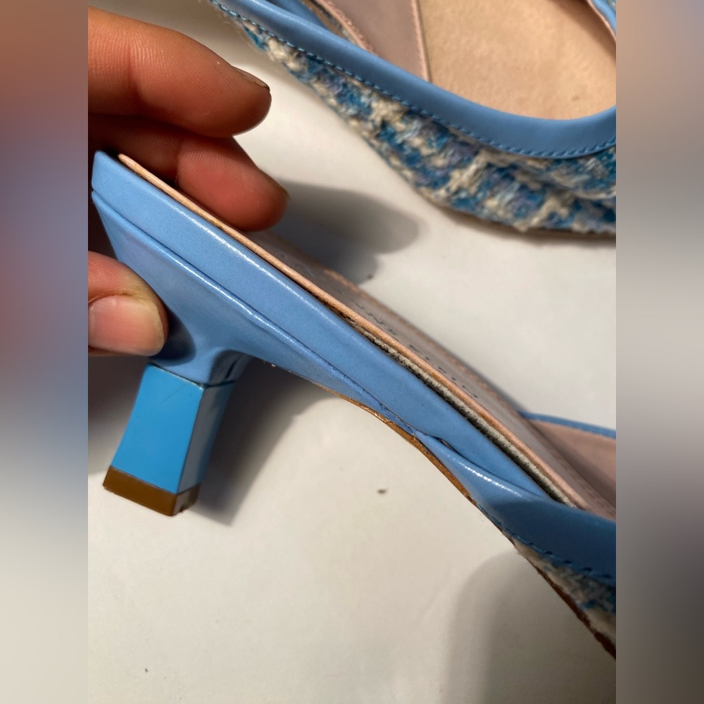 Anne Klein Blue Tweed Pointed Toe Mules - Picture 13 of 13